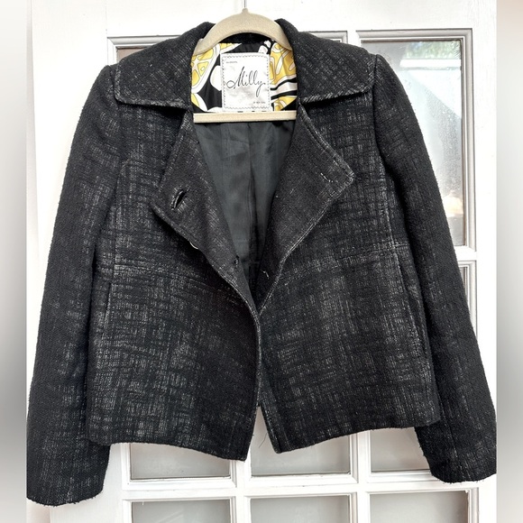 Vintage An Original Milly of New York Double-Breasted Blazer Silk Linen Size 4 S - Picture 3 of 13